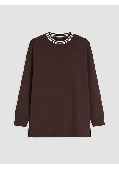 Lcw Everyday Kahverengi Oversize Soft Touch Kadın Sweatshirt Tunik