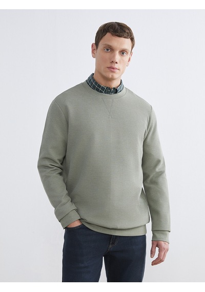 Lcwaıkıkı Classic Yeşil Bisiklet Yaka Erkek Sweatshirt