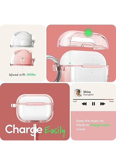 Ciel By Cyrıll Airpods Pro 2.nesil İle Uyumlu Kılıf Shine Rose Glitter - Acs05333