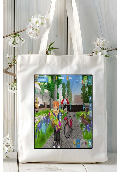 Art Hediye School Party Craft Mobil Oyun Baskılı Omuz Çanta Çift Tafaflı Baskı Kişiye Özel 6 Çok Renkli