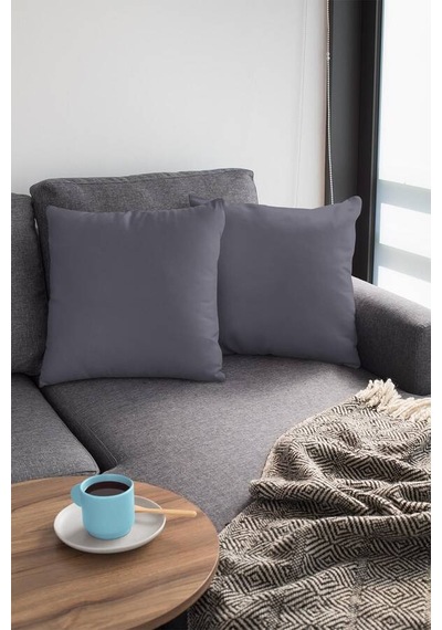 Koyu Gri Sade 4'lü Set Çift Taraflı Kırlent Kılıfı 4krl011n11