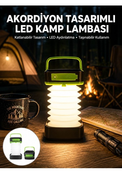 Katlanabilir Kamp Lambası Akordiyon Lamba Şarjlı 3 Kademeli Solar Yeni Nesil - Lisinya Çok Renkli
