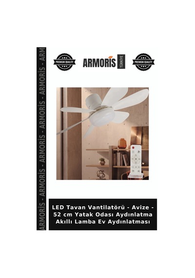 Led Tavan Vantilatörü - Avize - 52 Cm Yatak Odası Aydınlatma Akıllı Lamba Ev Aydınlatması Çok Renkli