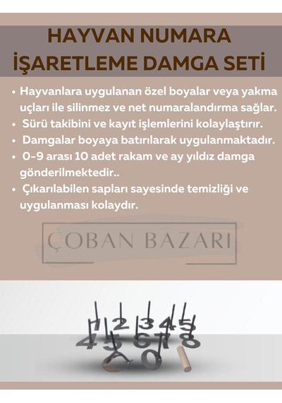 Hayvan Numara İşaretleme Damga Seti