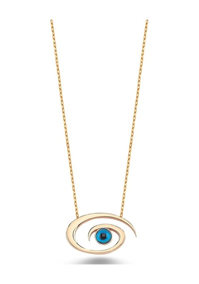 Oval Model Zirkon Taşlı Göz Kolye (498188652)