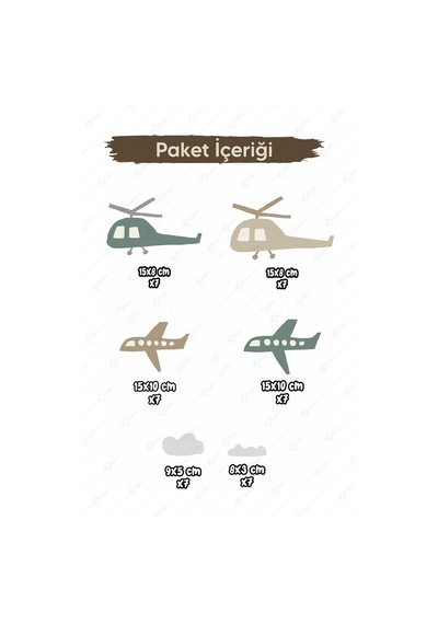 Minik Uçaklar Ve Helikopterler Soft Renklerde Çocuk Bebek Odası Sticker Seti