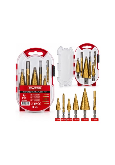 6pcs Matkap Uçlu Kademeli Set 4-12mm - 4-20mm - 4-32mm - 3mm - 6mm - 8mm 5570