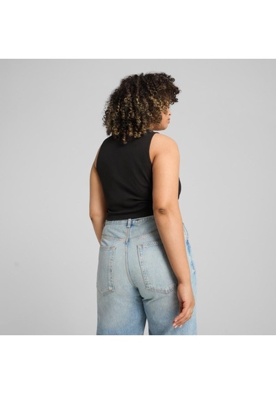 Puma Wardrobe Ess Ribbed Crop Top Kadın T-shirt SIYAH