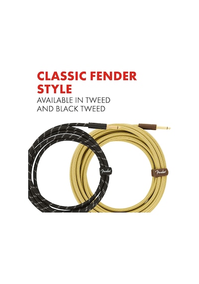 Fender Deluxe Serisi Gitar Enstrüman Kablosu, 3 M, Düz/düz, Tüvit