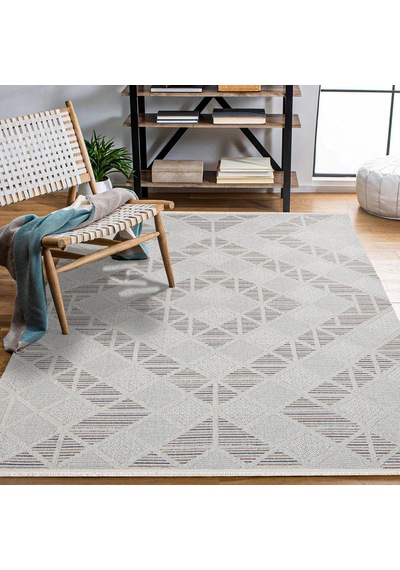 Bespoky Liza Geometrik Etnik Salon Halısı Makine Dokuma Krem - Ekru - 18506