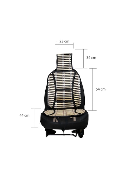 Oto Hasır Bambu Minder Ön Siyah İkili Takım Bel Destekli Terletmez Wf-1069