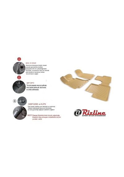 Rizline Audi A6 Bej 2005-2006 Model 3D Havuzlu Paspas Drs Tuning