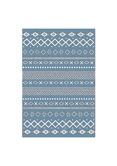 Kartela Halı Nera Halı Kaymaz Taban Makinede Yıkanabilir Halı Mavi - 120 X 180 Cm