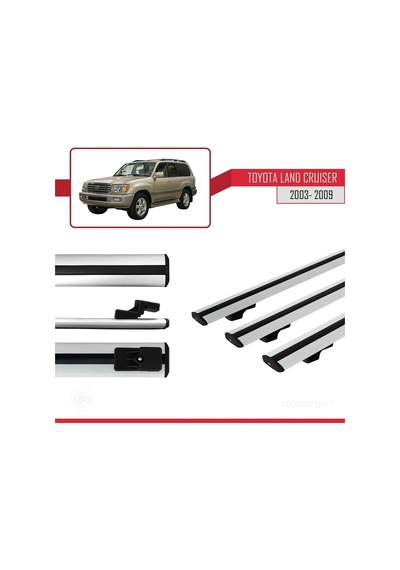 Toyota Land Cruiser 2003-2009 Arası İle Uyumlu Basic Model Ara Atkı Tavan Barı Gri 3 Adet