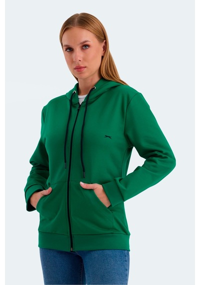 Slazenger Katya Kadın Fermuarlı Kapüşonlu Cepli Nane Sweatshirt Çok Renkli