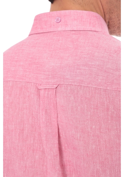 Slim Fit Uzun Kol Yaka Düğmeli Nefes Alan Keten Hediye Kutulu Erkek Gömlek Fs-004548 - Yavruağzı-3226 Kırmızı - Turuncu