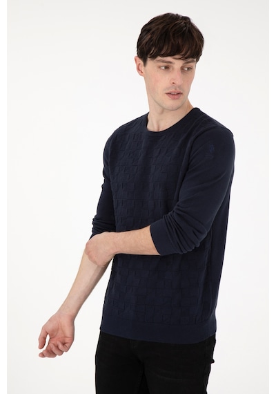 U.S. Polo Assn. Erkek Slim Fit Bisiklet Yaka Lacivert Basic Kazak 50288882-VR033