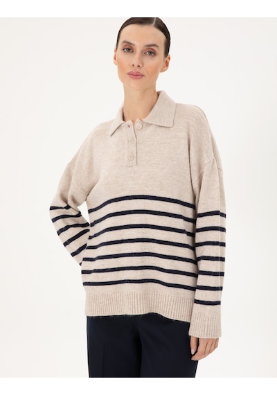 Pierre Cardin Kadın Ekru Kazak /triko 50300147-vr019 Ekru