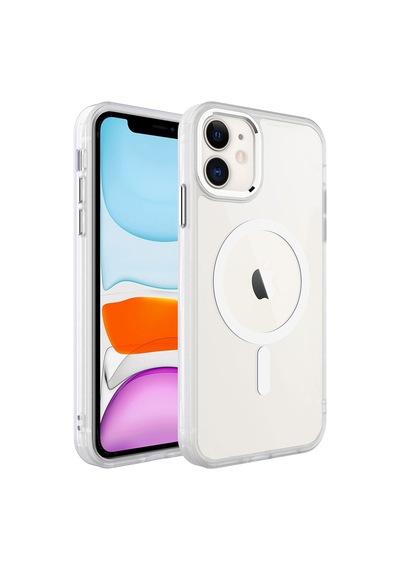 Zeyline Apple Uyumlu iPhone 11 Wireless Şarj Özellikli Zore Krom Magsafe Silikon Kapak-renksiz