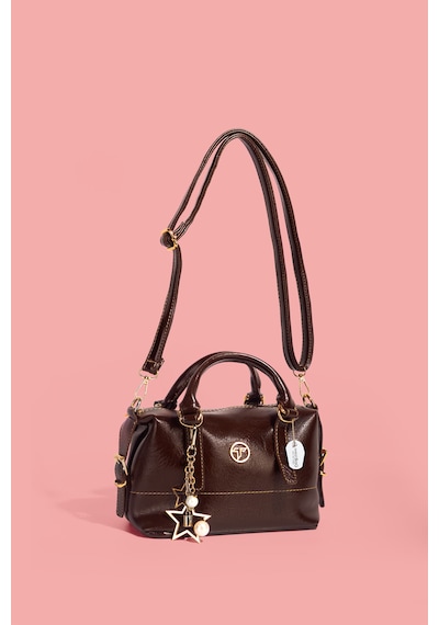 Westbag Kadın Parlak Rugan Deri Star Charm Detaylı El Ve Omuz Askılı Çanta Kahverengi