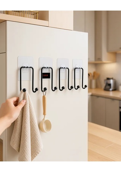 Astraltech 4 Adet Yapışkanlı Çok Amaçlı Askılık Mutfak Banyo Çok Renkli