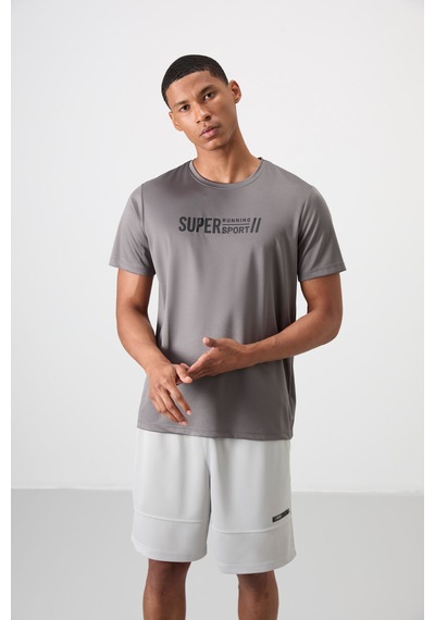 Tommy Life Koyu Gri Polyester Nefes Alan Dokulu İnce Esnek Standart Fit Erkek Performans T-shirt - 88385 Koyu Gri