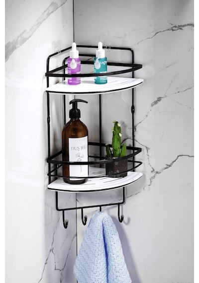 Sas Haus Yapışkanlı Paslanmaz Kristal Raf Banyo Düzenleyici Şampuanlık Sb6 Beyaz