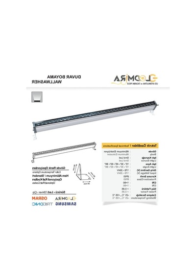 50 Cm Boyutunda Amber Rengi Wallwasher Led Aydınlatma Açık Gri