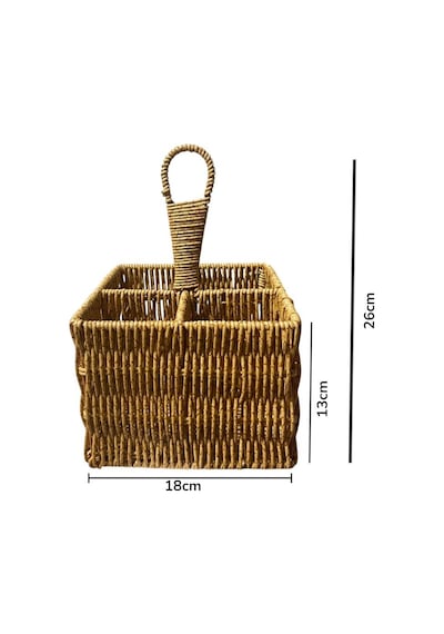 Rattan Plastik Kaşıklık Kepçe 4 Bölmeli Krem