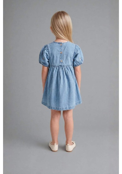 Defacto Pamuklu Denim Elbise Kız Bebek H4072a526smnm39 Mavi-nm39