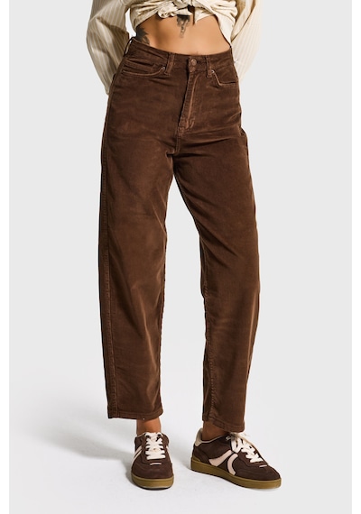 Itsbasic Kadın Kahve Renk 26w5-42 Relax Fit Elastan Kumaş Velvet Kadife Kumaş Pantolon Kahverengi