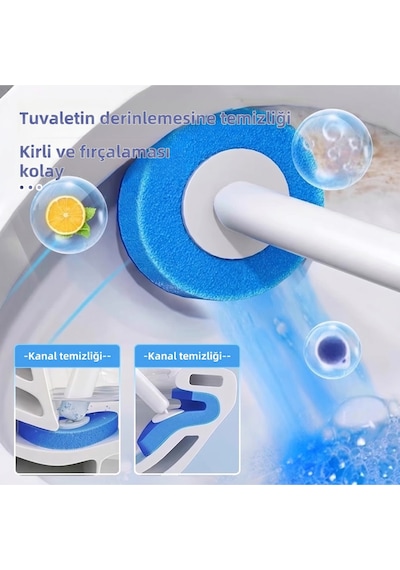 18 Adet 3 Paket Deterjanlı Tek Kullanımlık Tuvalet Temizleme Yedek Süngeri, Yedek Başlığı, Yedek K