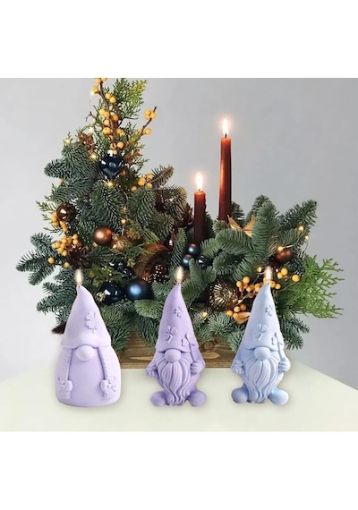Apeksdesign Yılbaşı Özel Noel Baba & Noel Cüce Sedefli Mum - Koku Seçenekli