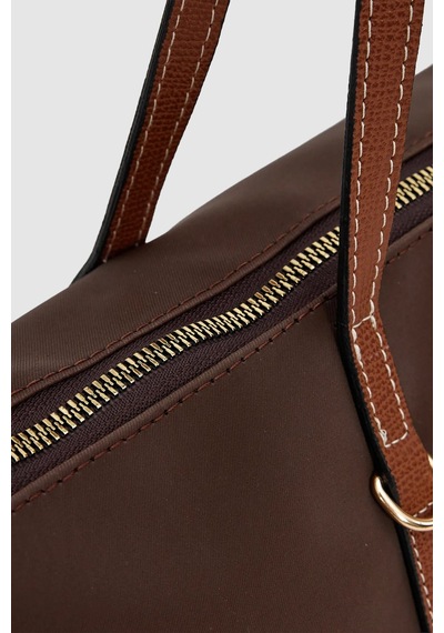 Wuclo Velie Paraşüt Kumaş Şeritli Shopper Çanta Acı Kahve-taba Acı Kahverengi - Taba