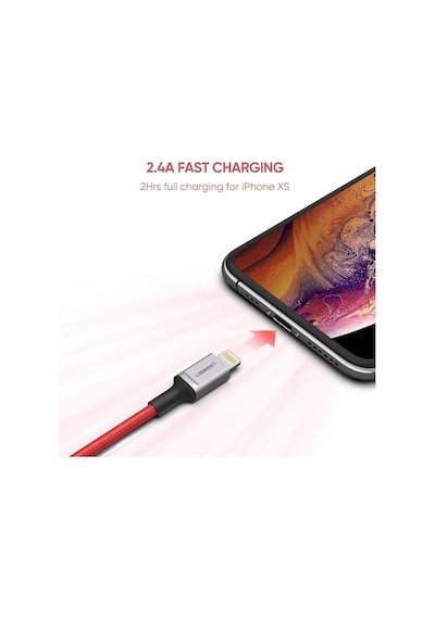Ugreen USB to Lightning Apple iPhone Uyumlu Örgülü Data ve Şarj Kablosu 1 Metr