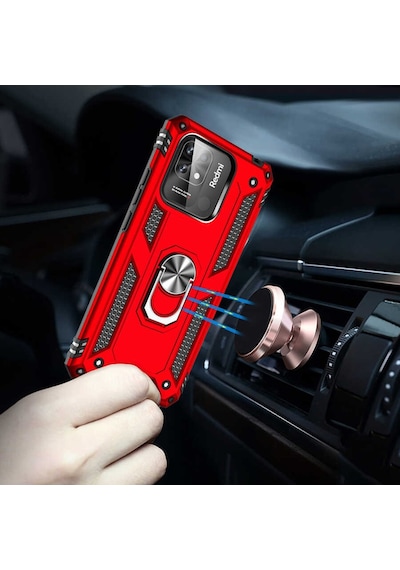 Xiaomi Redmi 10C Kılıf Zore Vega Yüzüklü Standlı Zırh Kılıf