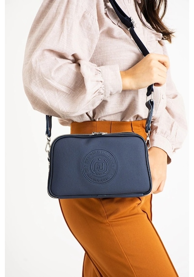 Just Polo Kadın Yeni Sezon Orta Boy Lakos Kumaş 5 Bölmeli Postacı Omuz Çantası Ebat 28 X 18 Cm Mavi