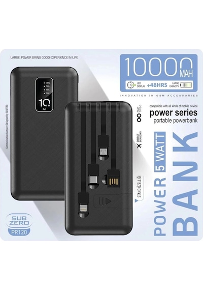 Pr120 10.000 Mah. - Taşınabilir Şarj Powerbank Standlı 3 İn 1
