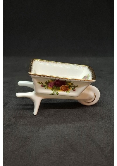 Old Country Roses Bone China Antika Porselen El Arabası Figürü 8x5 Cm Çok Renkli