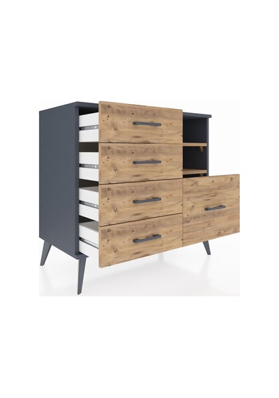 Hyperion Şifonyer 2 Raflı 5 Çekmeceli 88x44x80 Antrasit-çam Çam Hyperion Şifonyer 2 Raflı 5 Çekmeceli 88x44x80 Antrasit-çam Çam