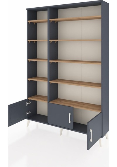 Arges Dolap 10 Raflı 3 Kapaklı 132x30x195 Antrasit-antrasit/çam Antrasit