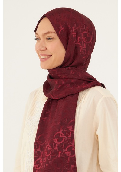 Mirsoy Scarf Daka Desen Parlak Jakar Şal - Bordo Bordo