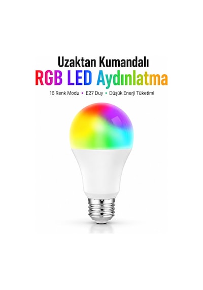 Tek Kumanda Destekli Çok Renkli Akıllı Led Ampul Najmaddin Diğer