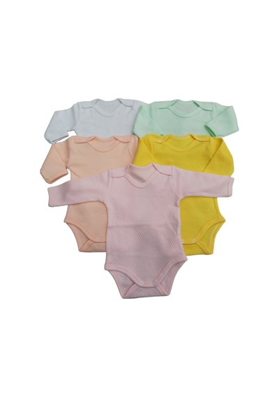 Özdemirli Bebe Uzun Kollu Çıtçıtlı Badi Bisiklet Yaka Body Zıbın (5li Paket)