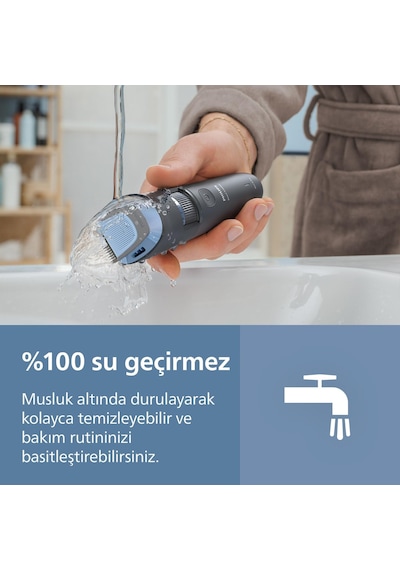 Beard Trimmer 3000 Serisi, Siyah, 20 Uzunluk Ayarı, Kendini Bileyen Bıçaklar, 60 Dakika Kablosuz Kullanım, Usb-a Şarj, Bt3617/15