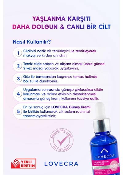 3 Etkili Kolajen Serum Niacinamide Hyaluronic Acid Nemlendirici Yaşlanma Karşıtı Cilt Serumu 30ml