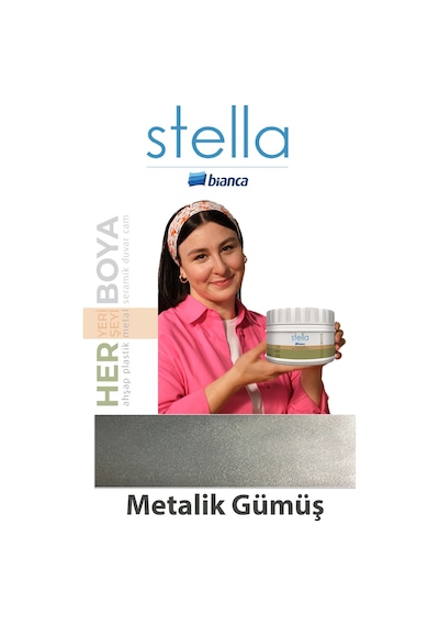 Stella Su Bazlı Saf Akrilik Boya Metalik Gümüş Diğer