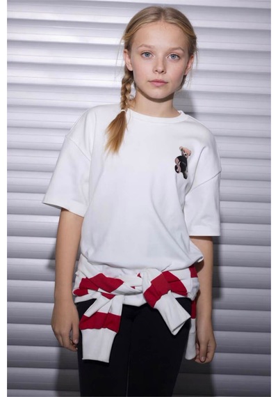 Defacto I Love Ny Oversıze Ekru Kız Çocuk T-shirt G9595a8/er105 Ekru
