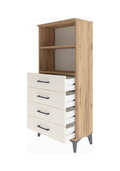Arges Dolap 2 Raflı 4 Çekmeceli 60x30x134 Çam-aytaşı Atlas Çam