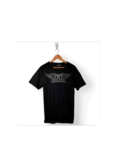 Aerosmith Steven Tyler Black On Black Wings Baskılı Tişört Unisex T-shirt 001